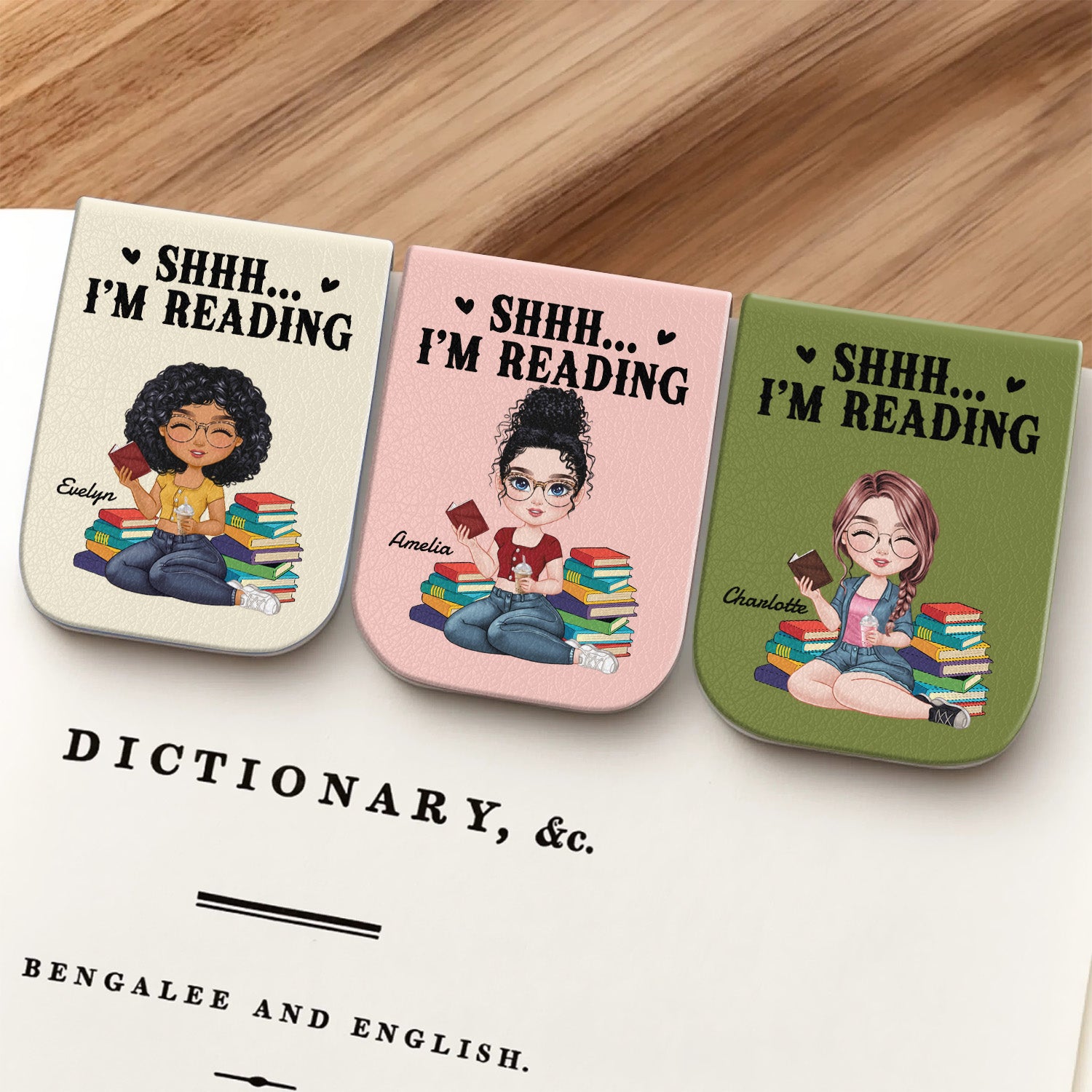 Shhh....I'm Reading Personalized Leather Magnetic Bookmark Funny Gifts For Book Lovers CH07 899490