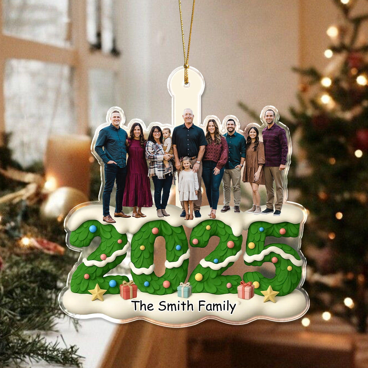 Custom Photo Green Christmas Tree Family Acrylic Ornament Gift For Mom, Dad, Brother, Sister, Kids HO82 900212