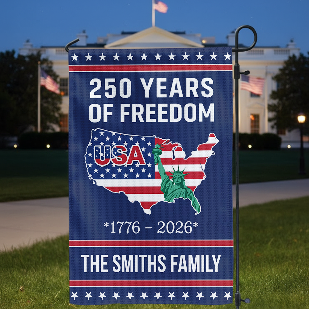 250 Years of Freedom Garden Flag USA Map Liberty 1776–2026 Patriotic Flag CH07 910120