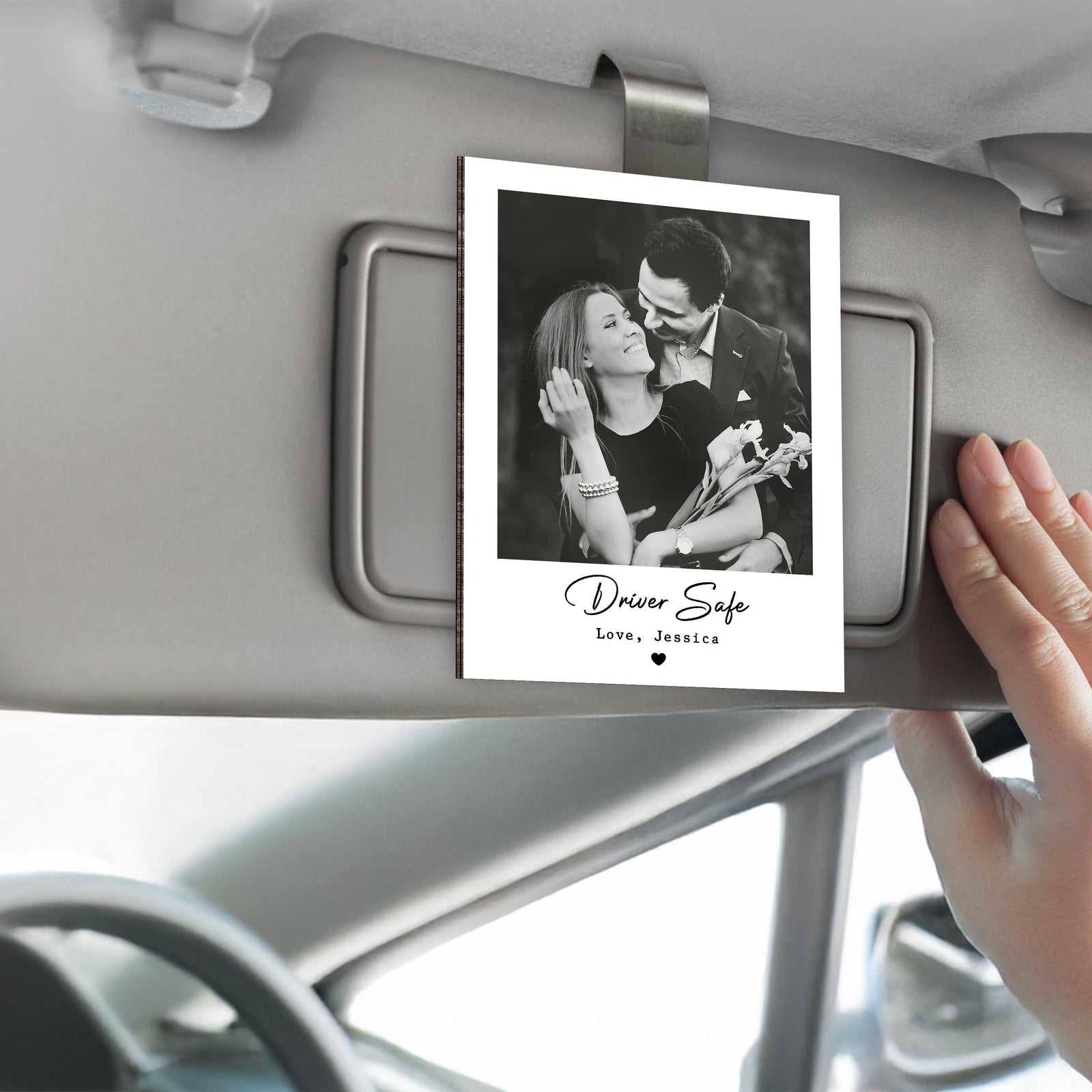 Custom Couple Photo Drive Safe I Love You 2 Layered Car Visor Clip TH10 898045