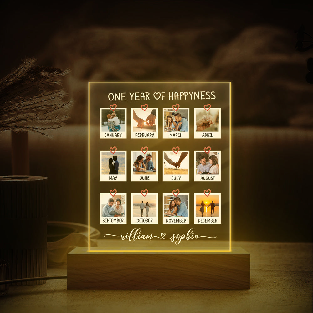 Custom Photo One Year Together Personalized Acrylic Plaque LED Night Light Anniversary Gift HA75 920098