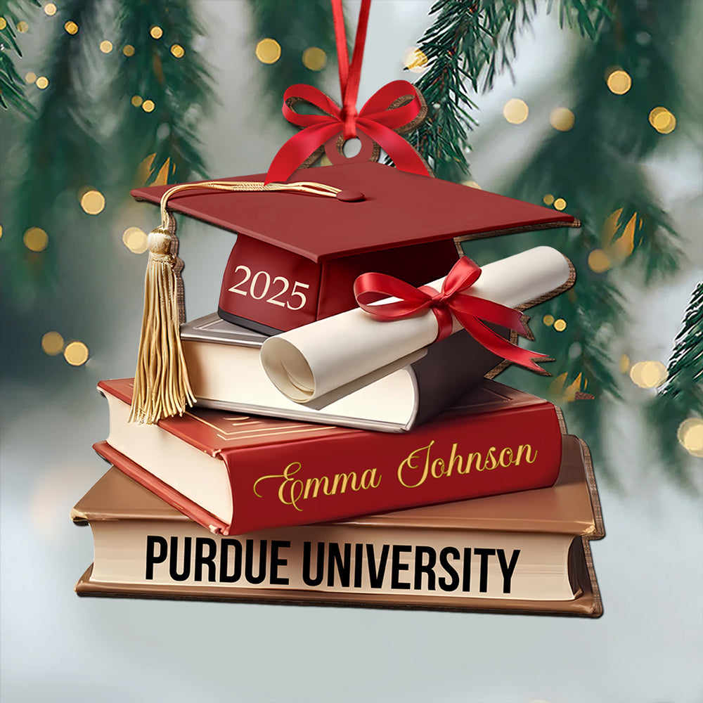 Graduation Cap With Books - Personalized Wooden Ornament Graduation Gifts LM32 897319