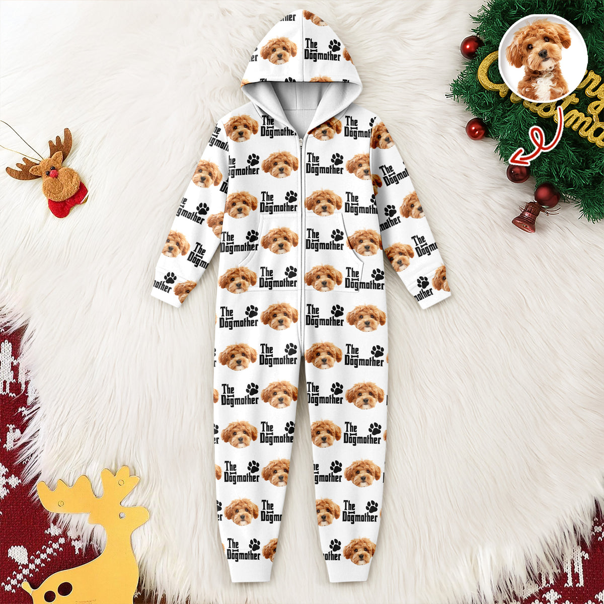 Custom Puppy Photo The Dog Father with Pawprints Design Onesie Pajamas LM32 897209