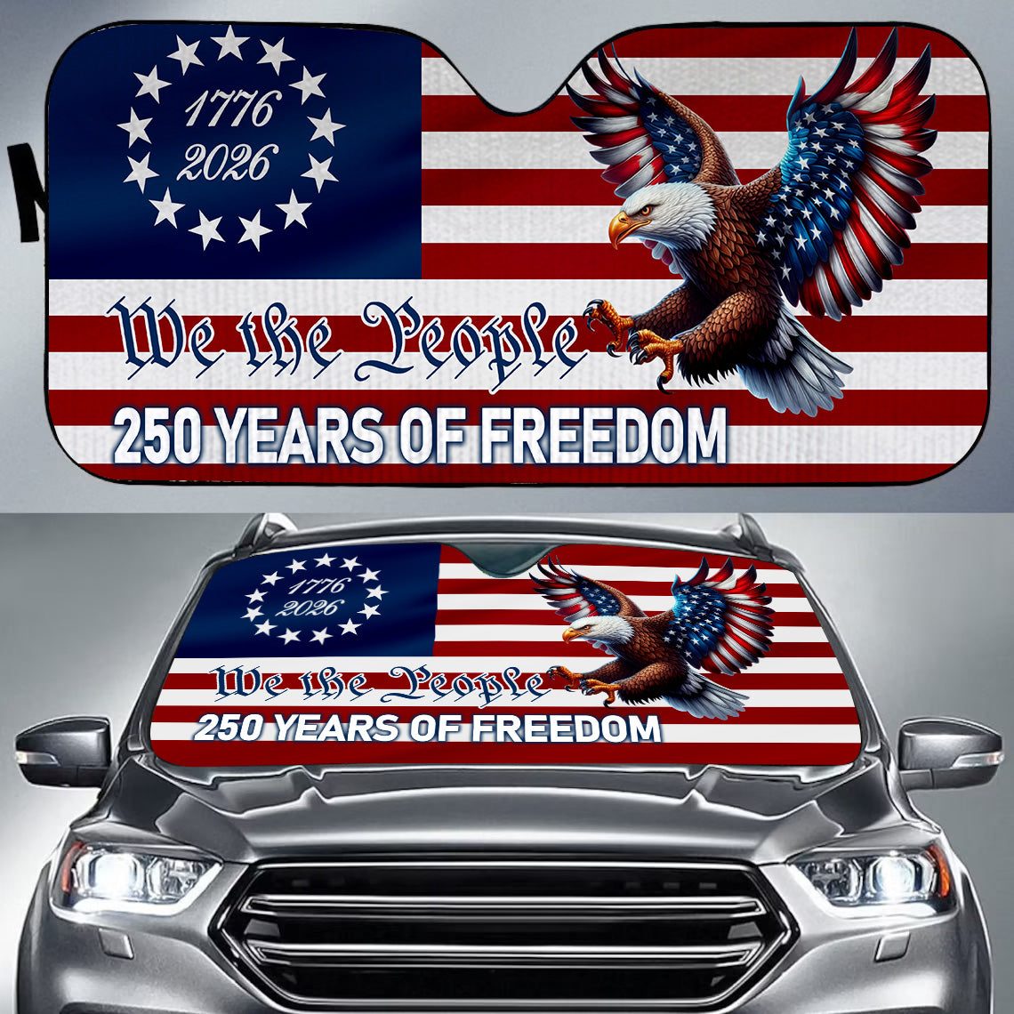 Custom Family Name We The People America 250 Years Car Sunshade TH10 898427