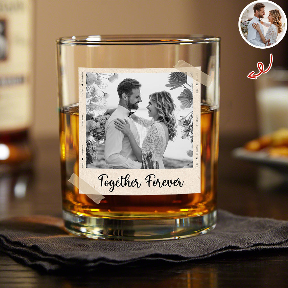 Custom Couple Photo Whiskey Glass Valentine Gift,  Anniversary Gift HA75 898922