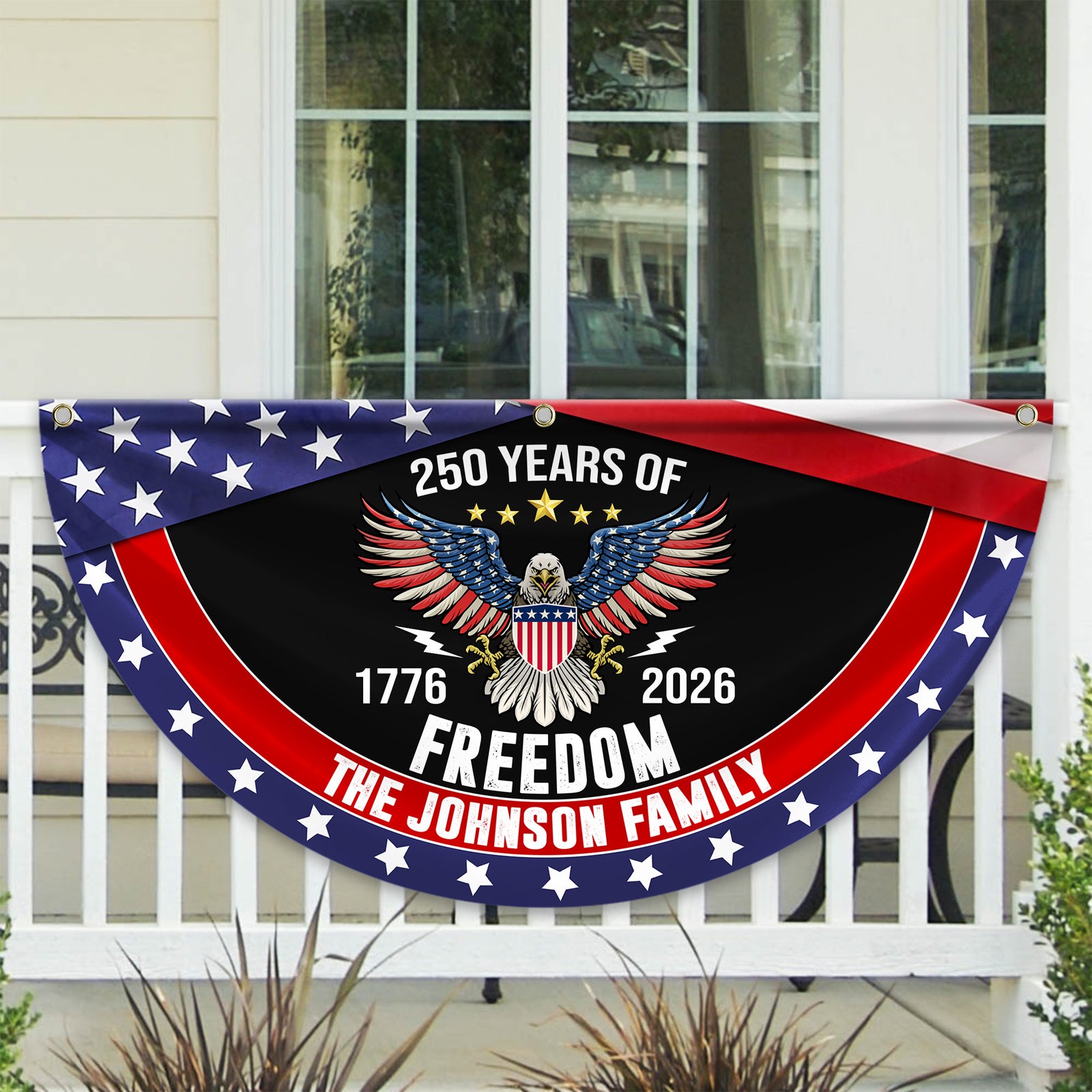 USA 250 Years Of Freedom Custom Family Name Non-Pleated Fan Flag CH07 910238