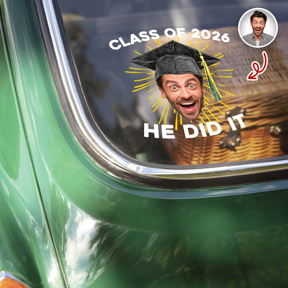 Custom Funny Face Class Of 2026 Graduation Car Window Decal Sticker HA75 920432
