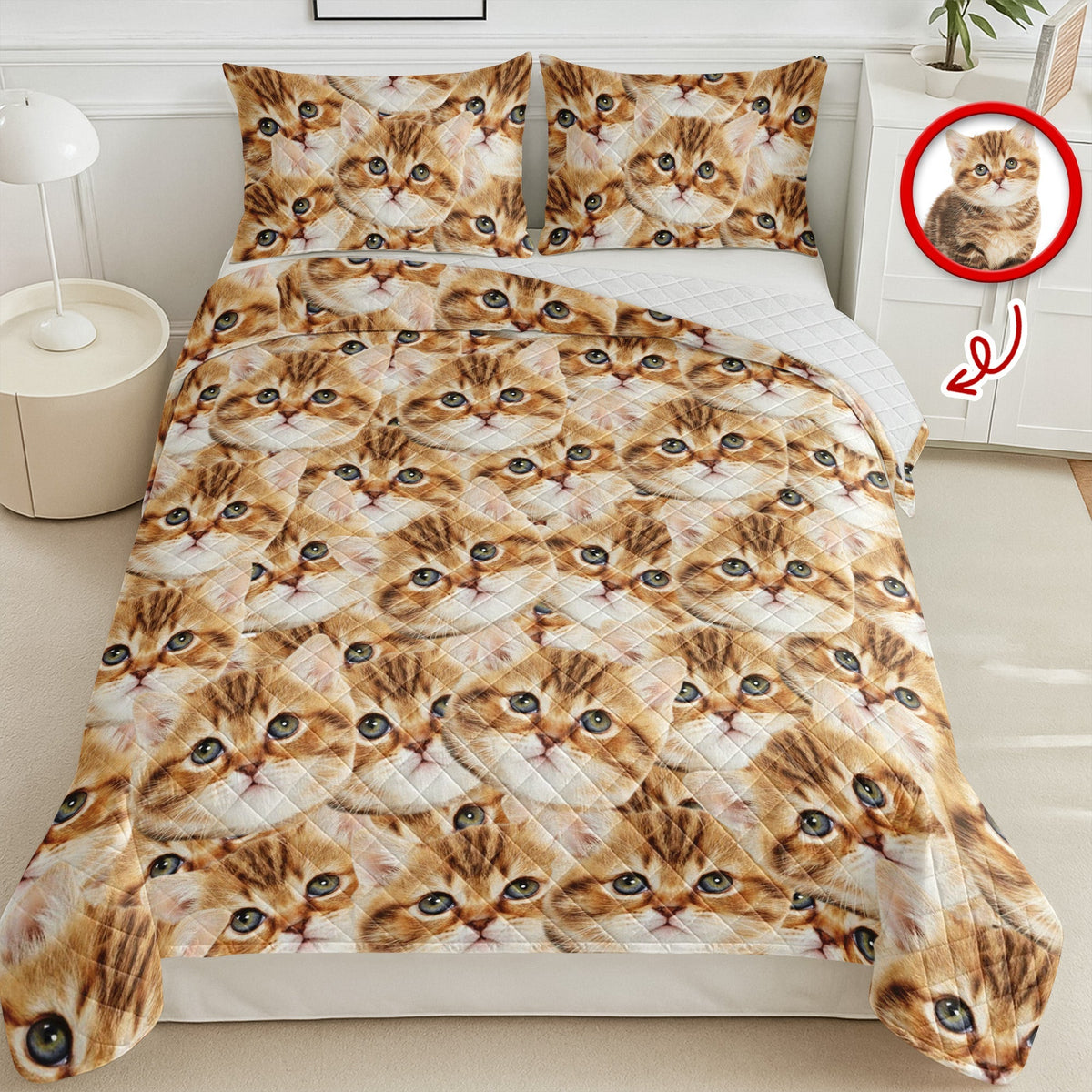 Custom Funny Cat Photo Portrait Bedding Set Birthday, Christmas Gift For Cat Lover CH07 899194