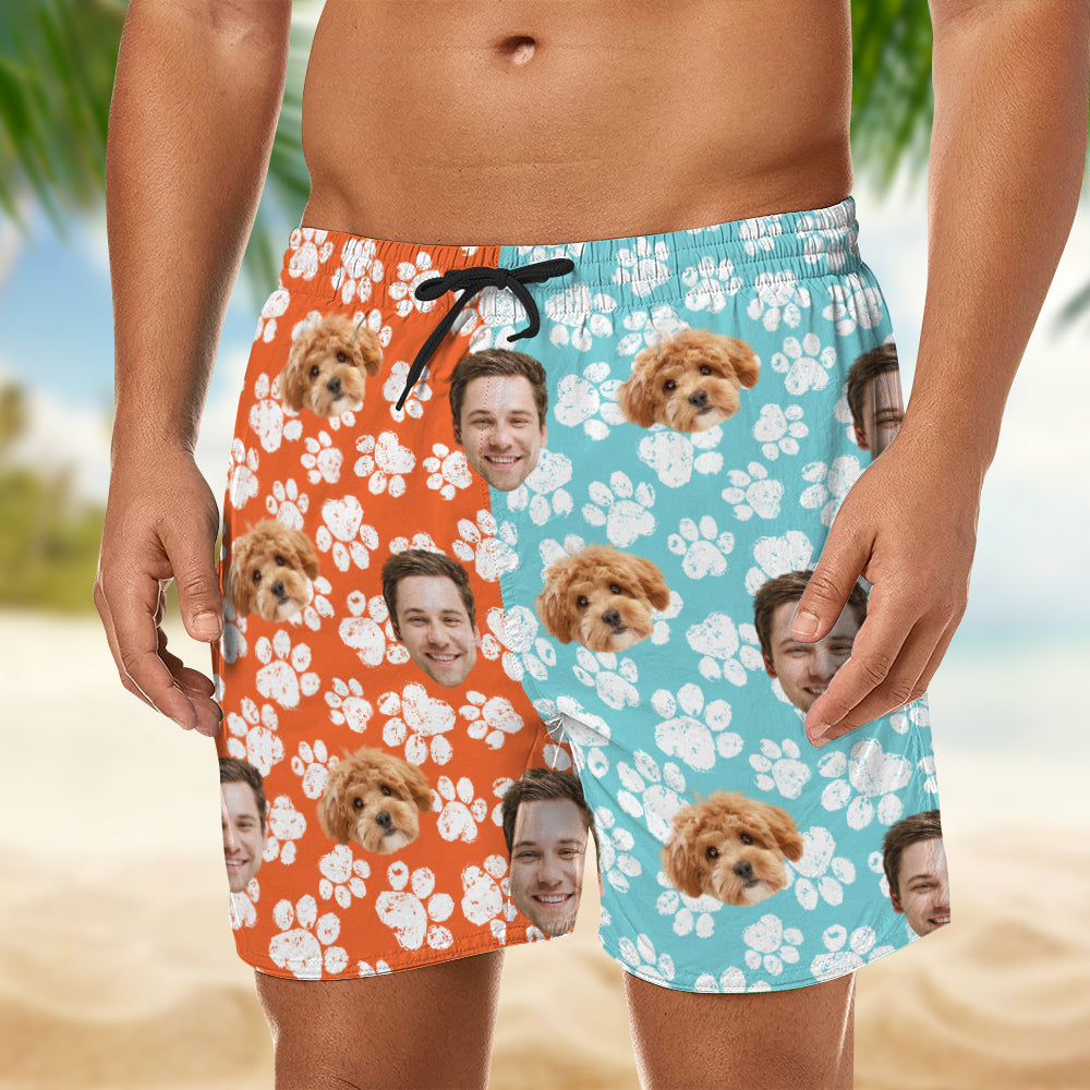 Custom Photo Paw Pattern Beach Shorts - Custom Funny Pet Lover Gift CH07 910558