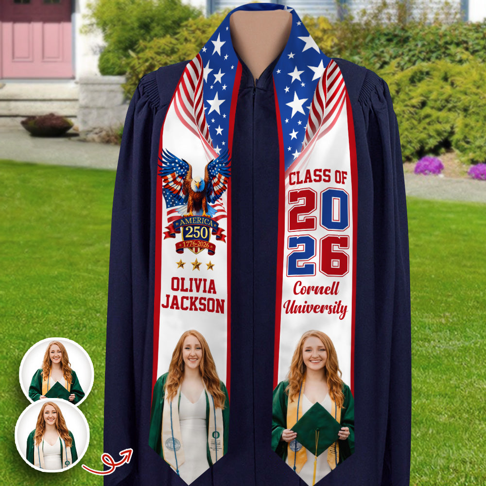 Custom Photo Class of 2026 America 250th Graduation Stole CH07 910318