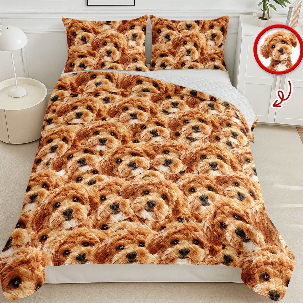 Custom Funny Puppy Photo Portrait Bedding Set Birthday, Christmas Gift For Dog Lover CH07 899192