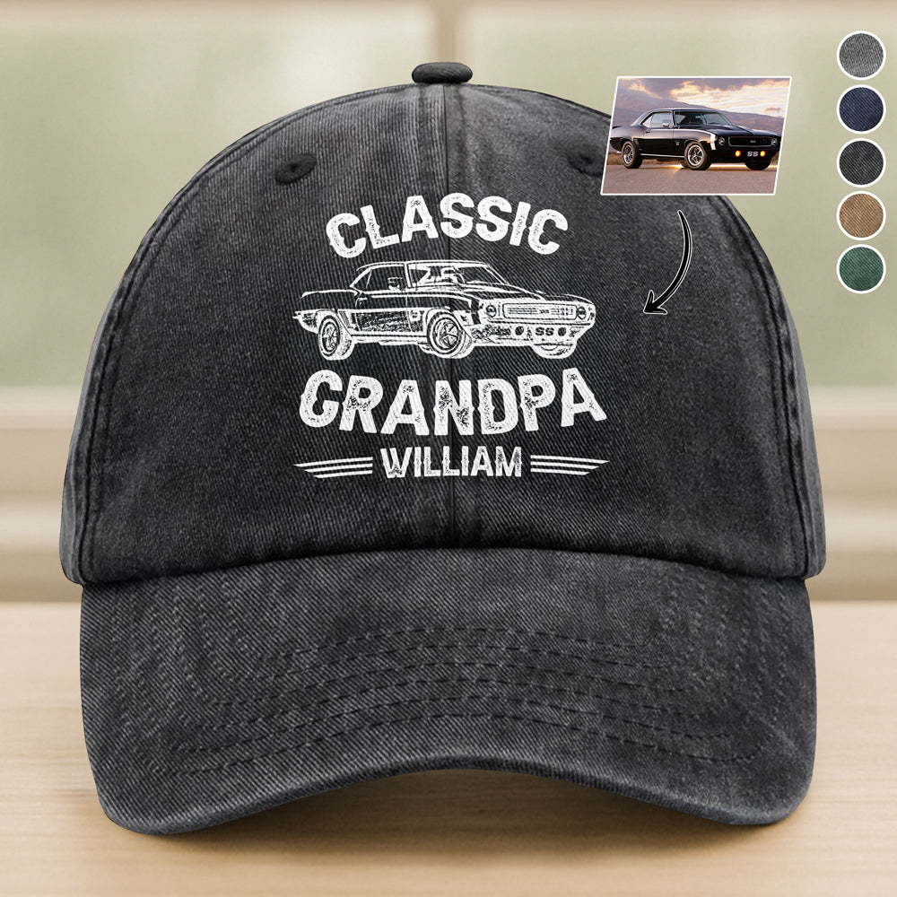 Classic Grandpa - Personalized Custom Vintage Car Washed Denim Baseball Cap LM32 895137