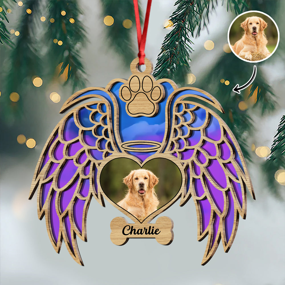 Custom Dog Photo You Were My Angel Memorial 2 Layers Wooden Ornament LM32 895875