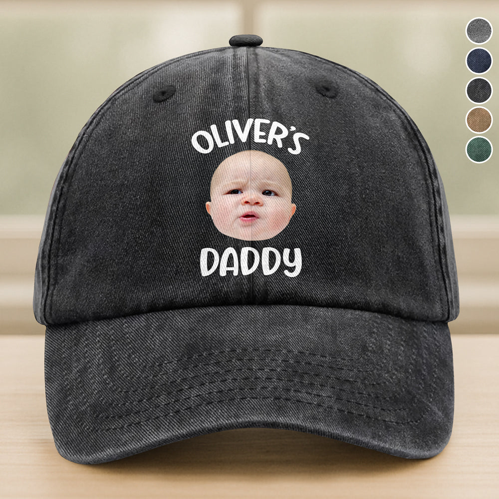Custom Baby Face Photo Washed Denim Baseball Cap HA75 892870