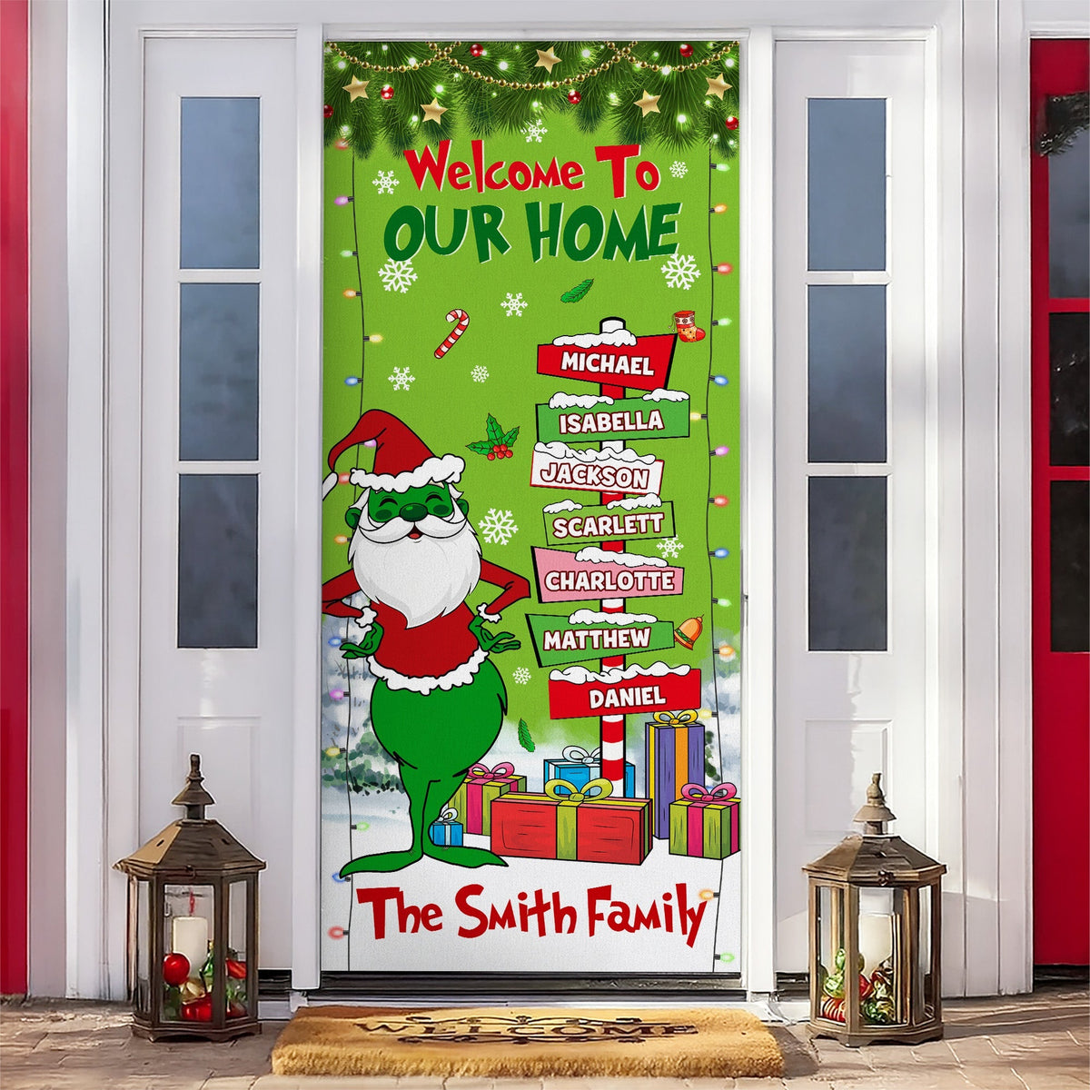 Custom Family Name Welcome To My Home Door Cover Christmas Gift For Family CH07 899970