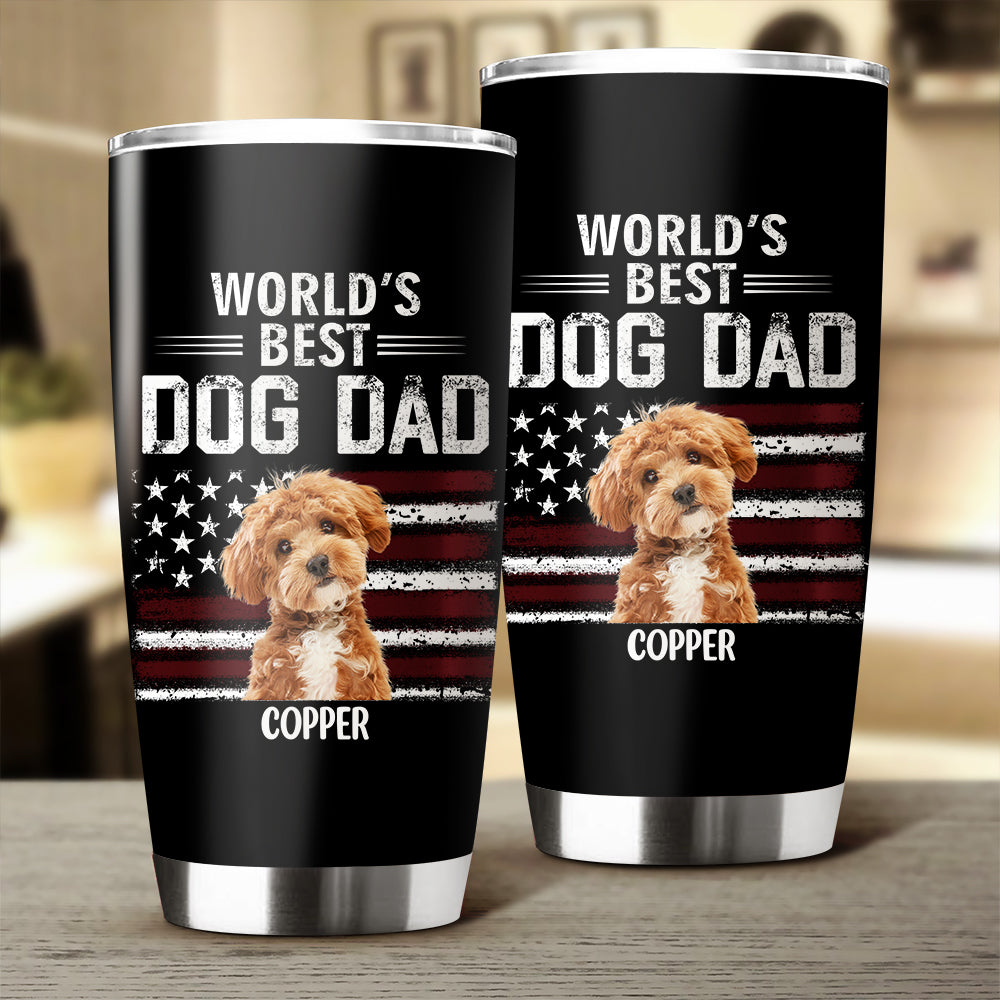 Custom Photo World's Best Dog Dad - Personalized Fat Tumbler Gift For Dog Lovers CH07 895980