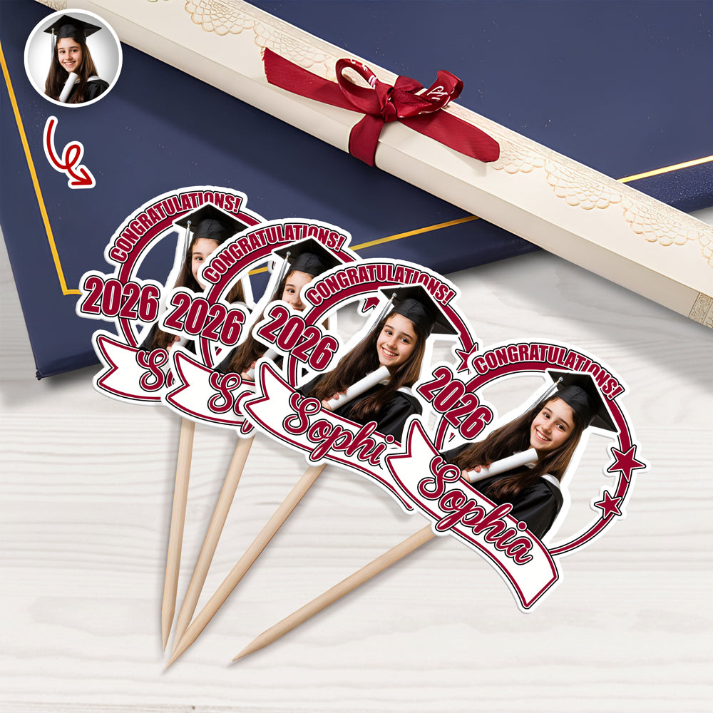 Custom Photo 2026 Graduation Cupcake Topper Personalized Name Party Graduation Gift TH10 898987