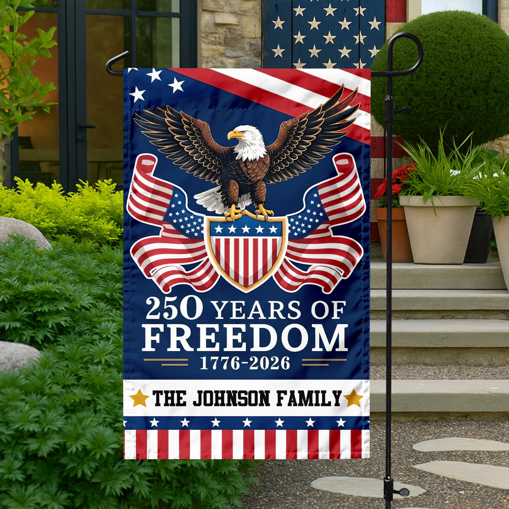 Custom Family Name USA 250 Years Of Freedom Garden Flag LM32 897963