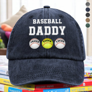Baseball Dad - Personalized Washed Denim Baseball Cap TH10 896163