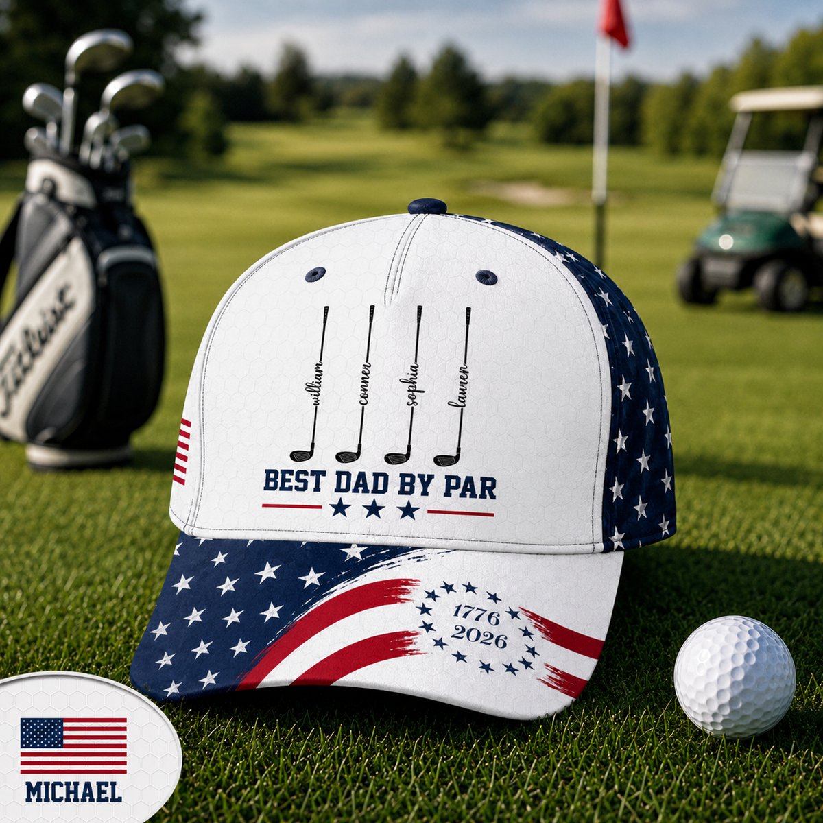 Personalized Best Dad By Par With US 250 Anniversary Classic Cap HO82 902374