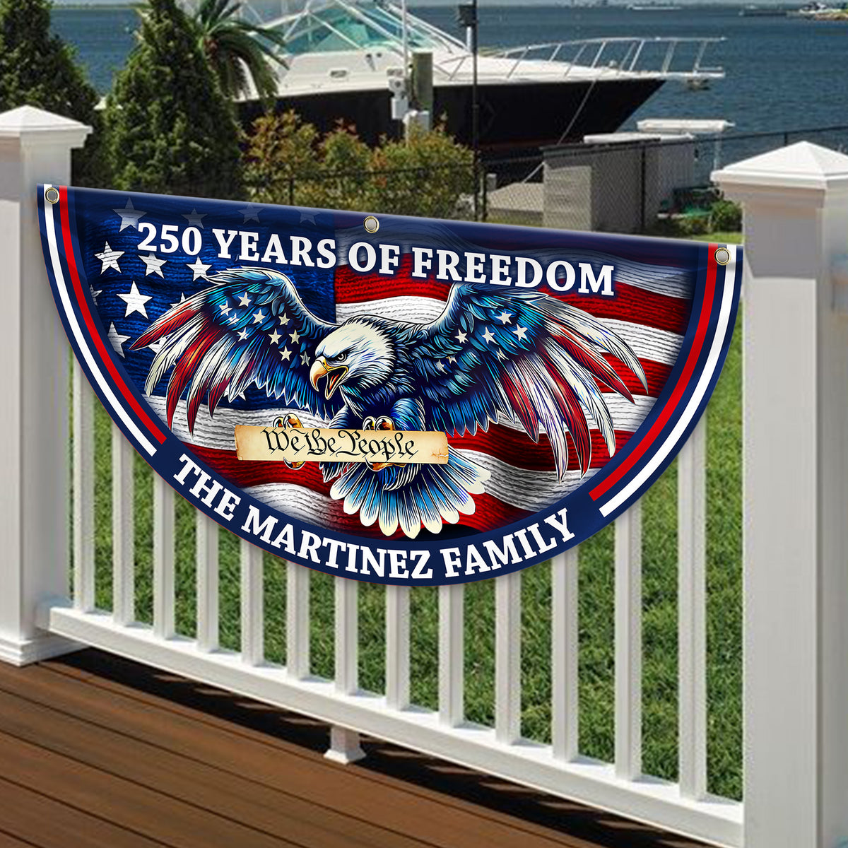 Custom Name Patriotic Eagle We The People Non-Pleated Fan Flag CH07 910562