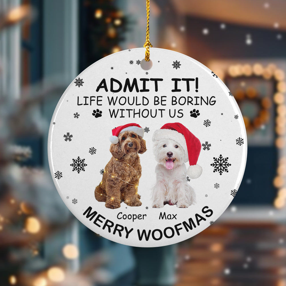 Custom Dog Cat Photo Life Would Be Boring Without Me Ceramic Ornament Christmas Gift CH07 896264
