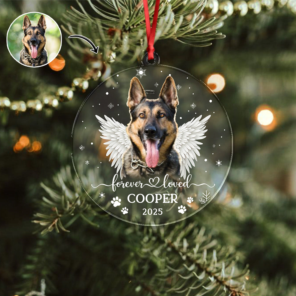 Custom Dog Photo Forever Loved Memorial Acrylic Ornament HA75 897032