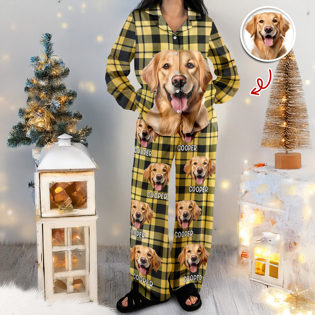 Custom Dog Photo Winter Pattern Pajamas Funny Gift For Dog Lovers CH07 896908