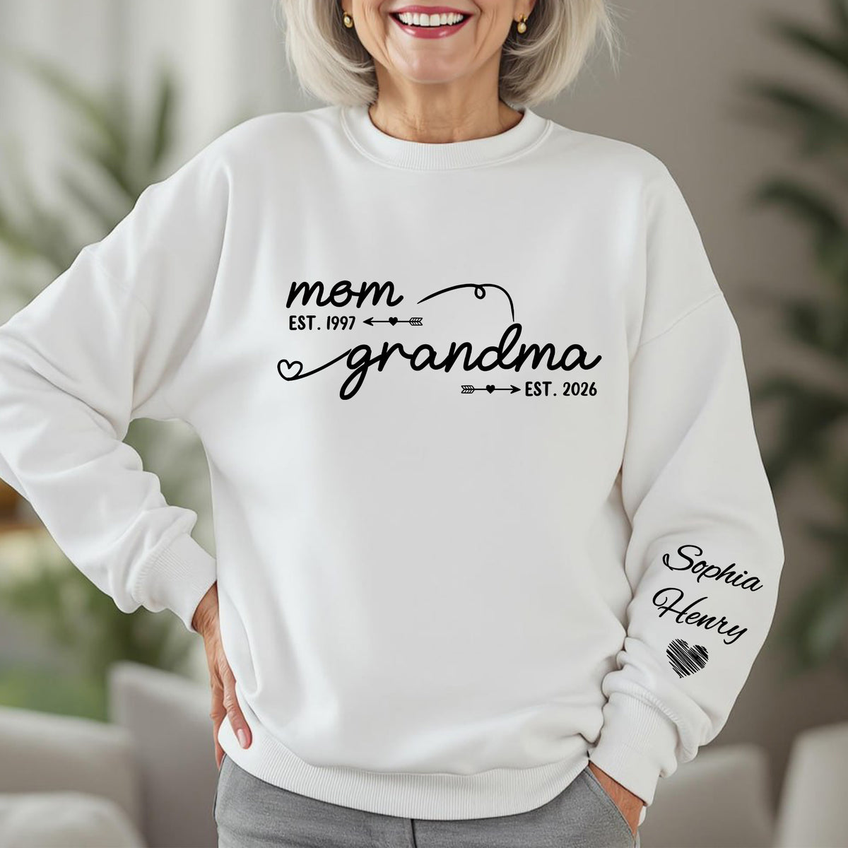 Custom Mom Grandma Est Year Sleeve Sweatshirt Gift For Mother's Day LM32 899105