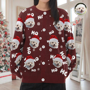 Custom Puppy Photo Ho Ho Ho Chritsmas Cardigan Gift For Pet Lovers CH07 899906