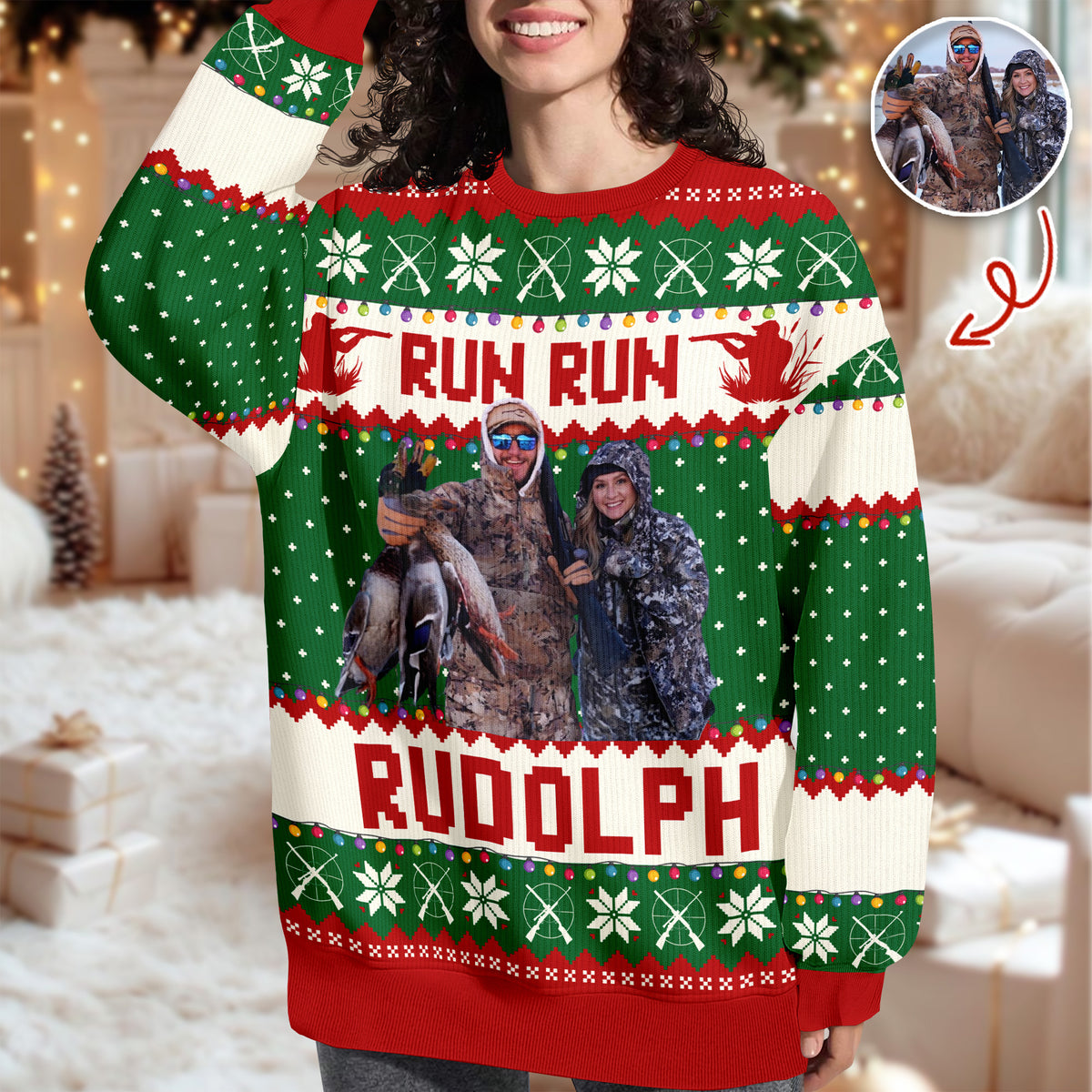Custom Photo Merry Huntmas - Personalized Ugly Sweater Hunting Christmas Gifts For Dad, Grandpa, Husband TH10 896019