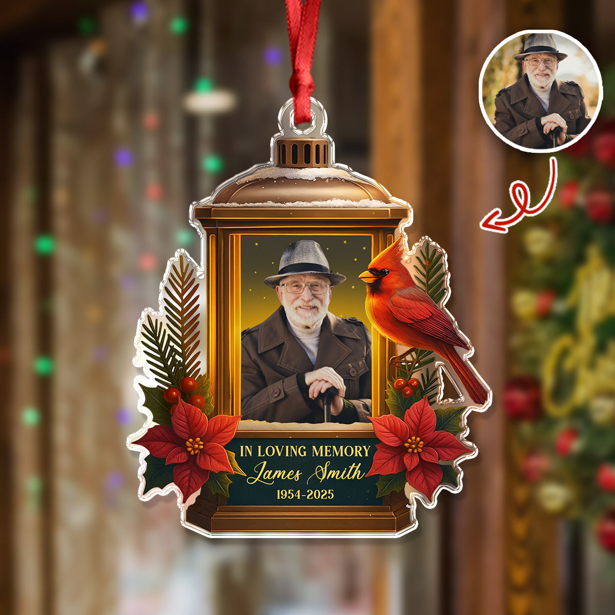 Custom Photo In Loving Memory Memorial Acrylic Ornament HA75 897204