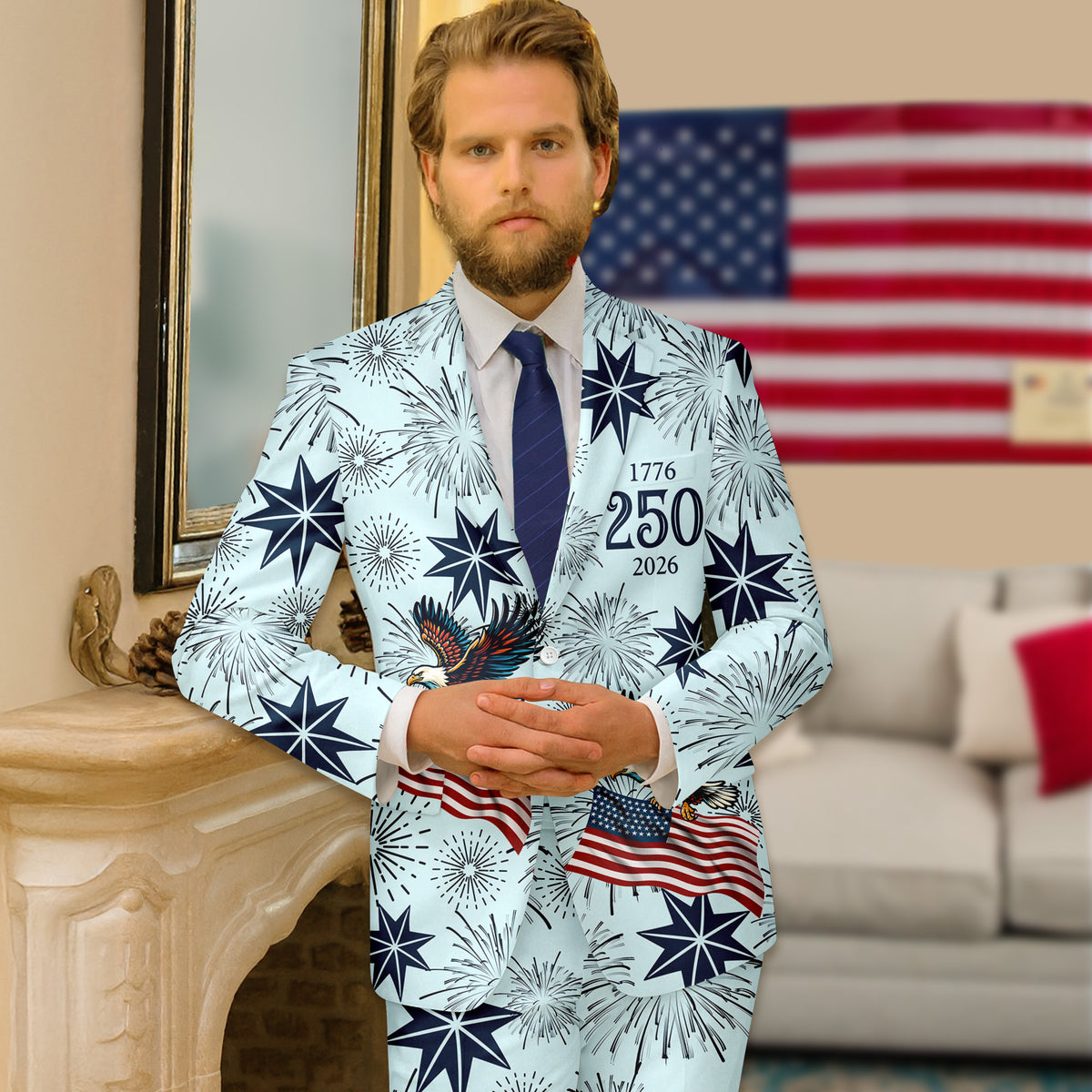 Personalized USA 250 Anniversary Eagle 1776-2026 Men's Suit TH10 898621