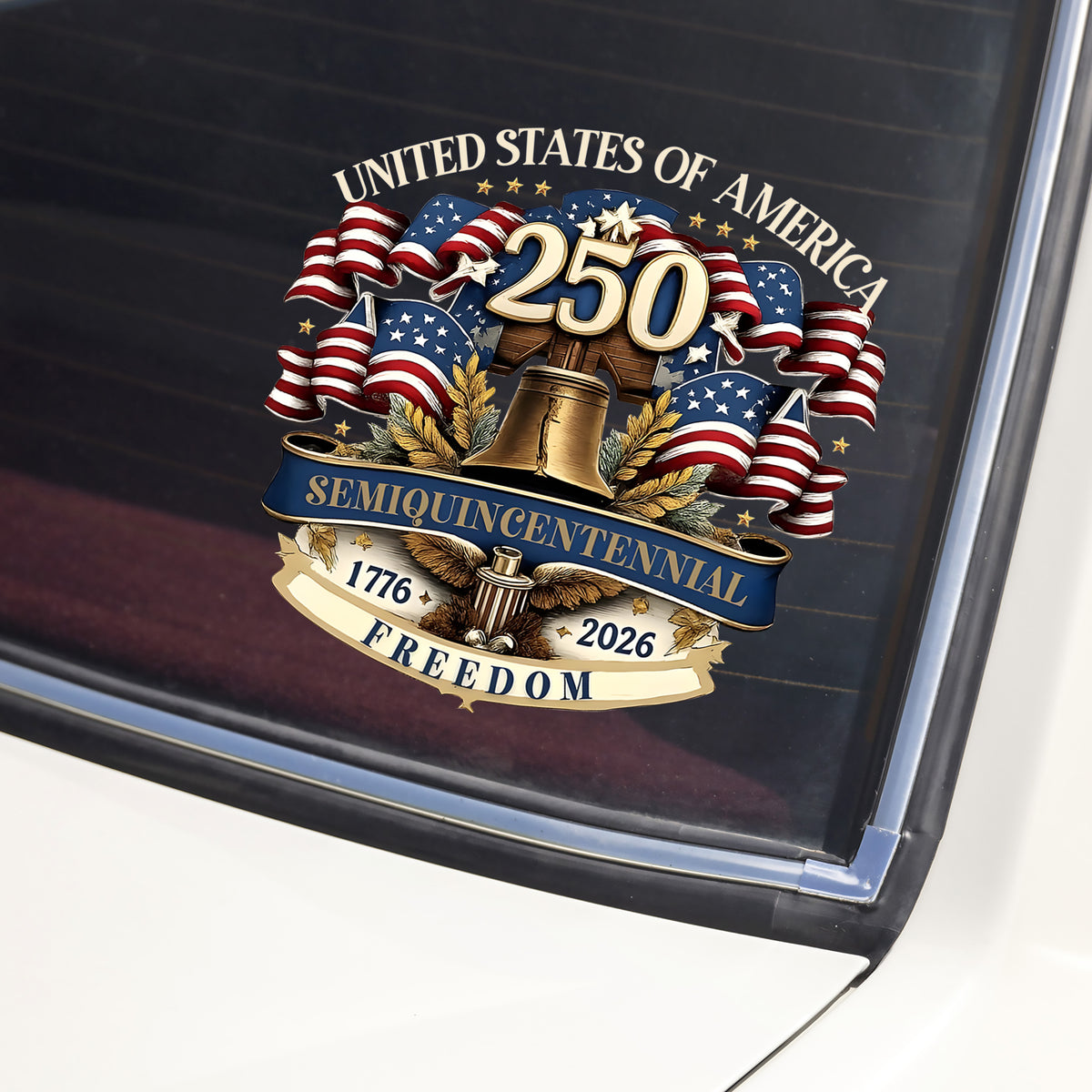 USA 250th Semiquincentennial Car Window Decal Sticker – Freedom 1776–2026 TH10 898525