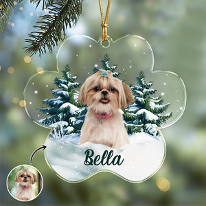Custom Photo Dog Paw Shaped Acrylic Ornament Christmas Gift For Dog Lovers HA75 897534