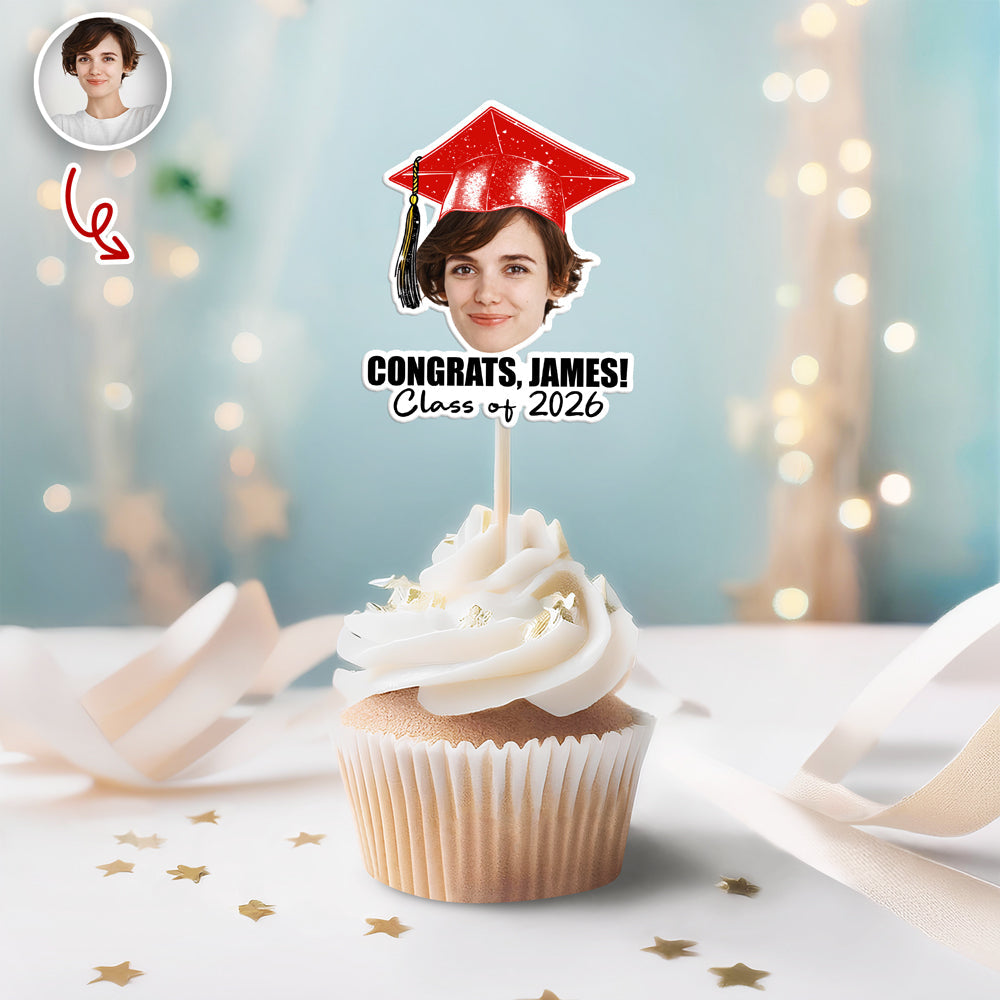Custom Funny Face Congrats Graduation Cupcake Toppers HA75 920428