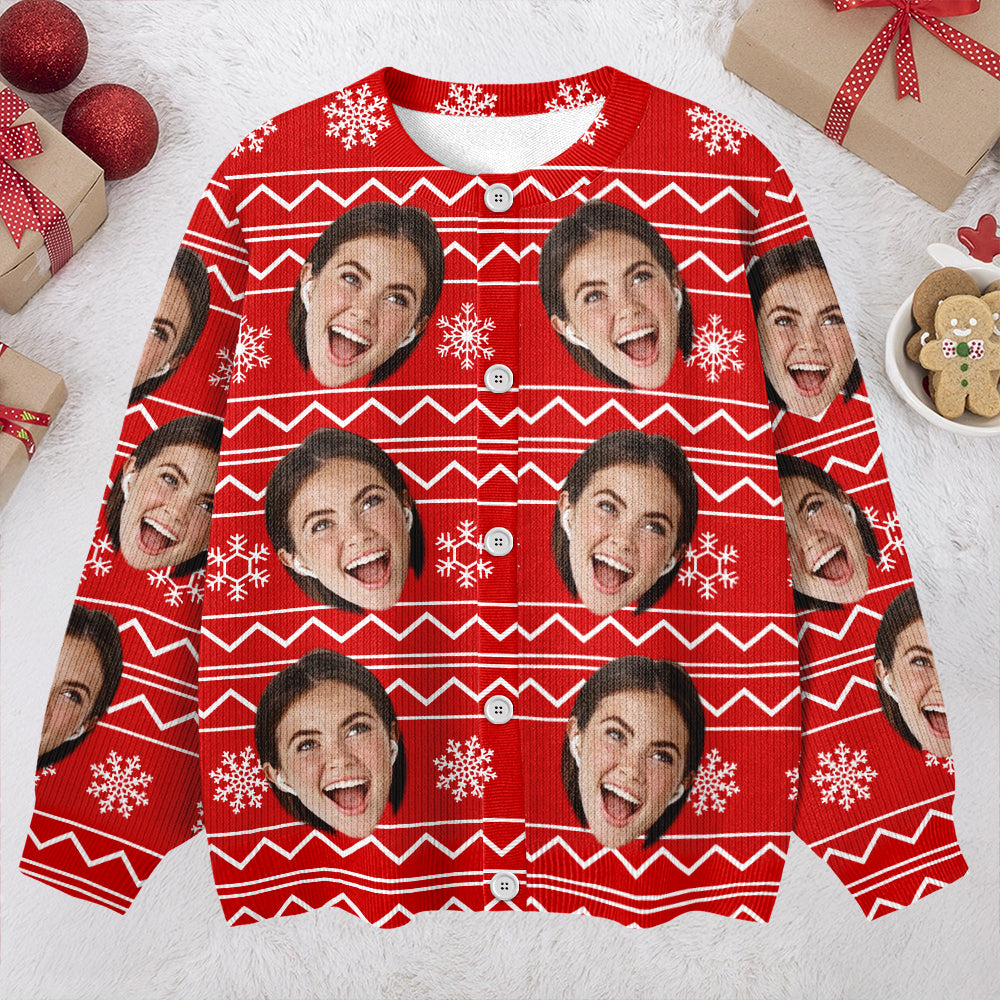 Custom Face Photo With Christmas Pattern Ugly Cardigan CH07 899820