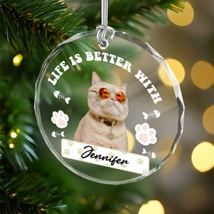 Custom Photo Better Life With Cat Glass Ornament TH10 894731
