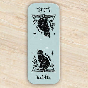 Personalized Bookish Floral Magic Cat Magnetic Leather Bookmark CH07 899536