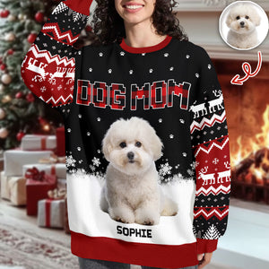Custom Photo - Dog Mom Dog Dad Christmas Pattern Ugly Sweater Christmas Gift HA75 897568