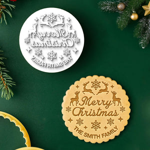 Custom Family Name Merry Christmas Cookie Stamp CH07 899844
