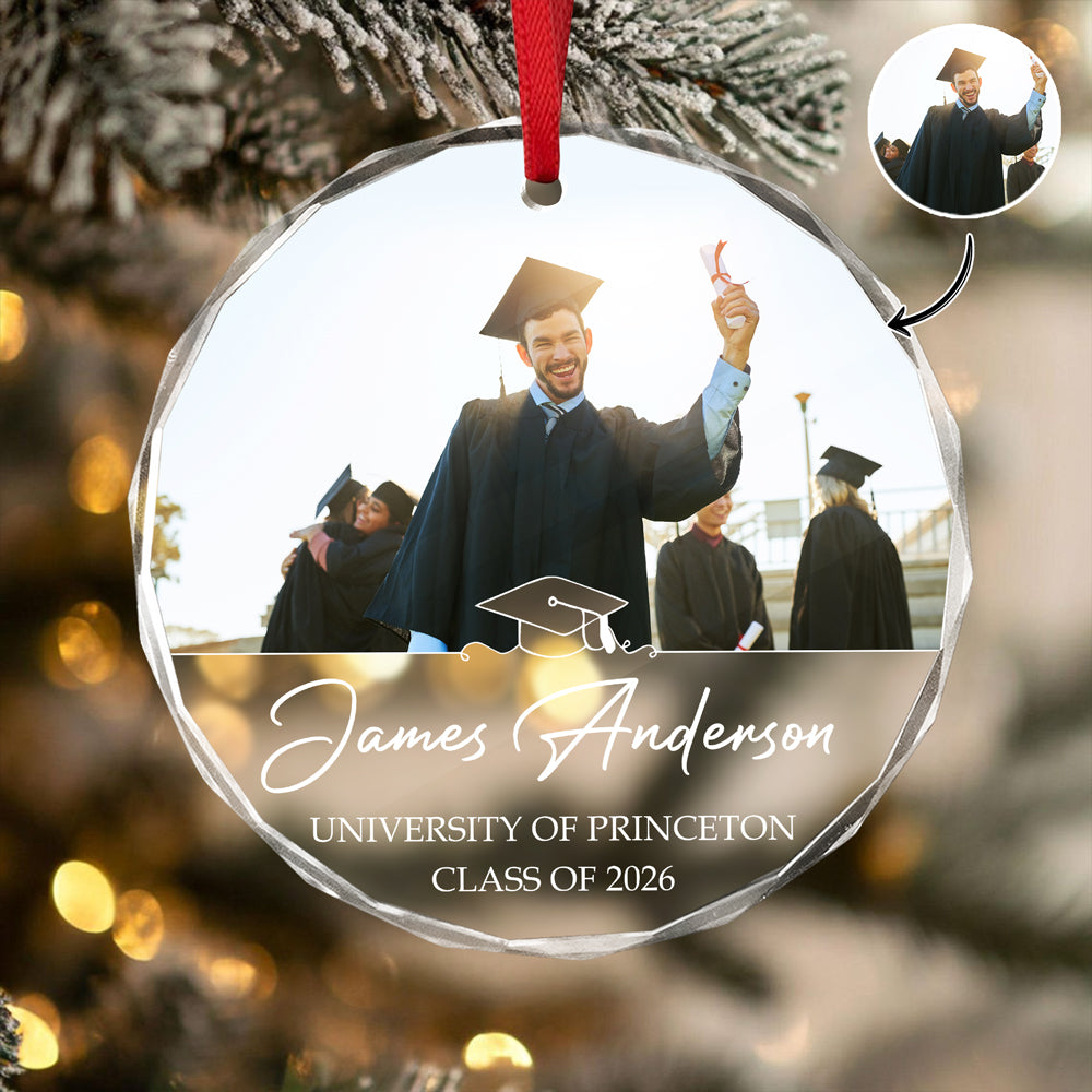Custom Photo And Name Class Of 2026 Glass Ornament Christmas Gift TH10 896907