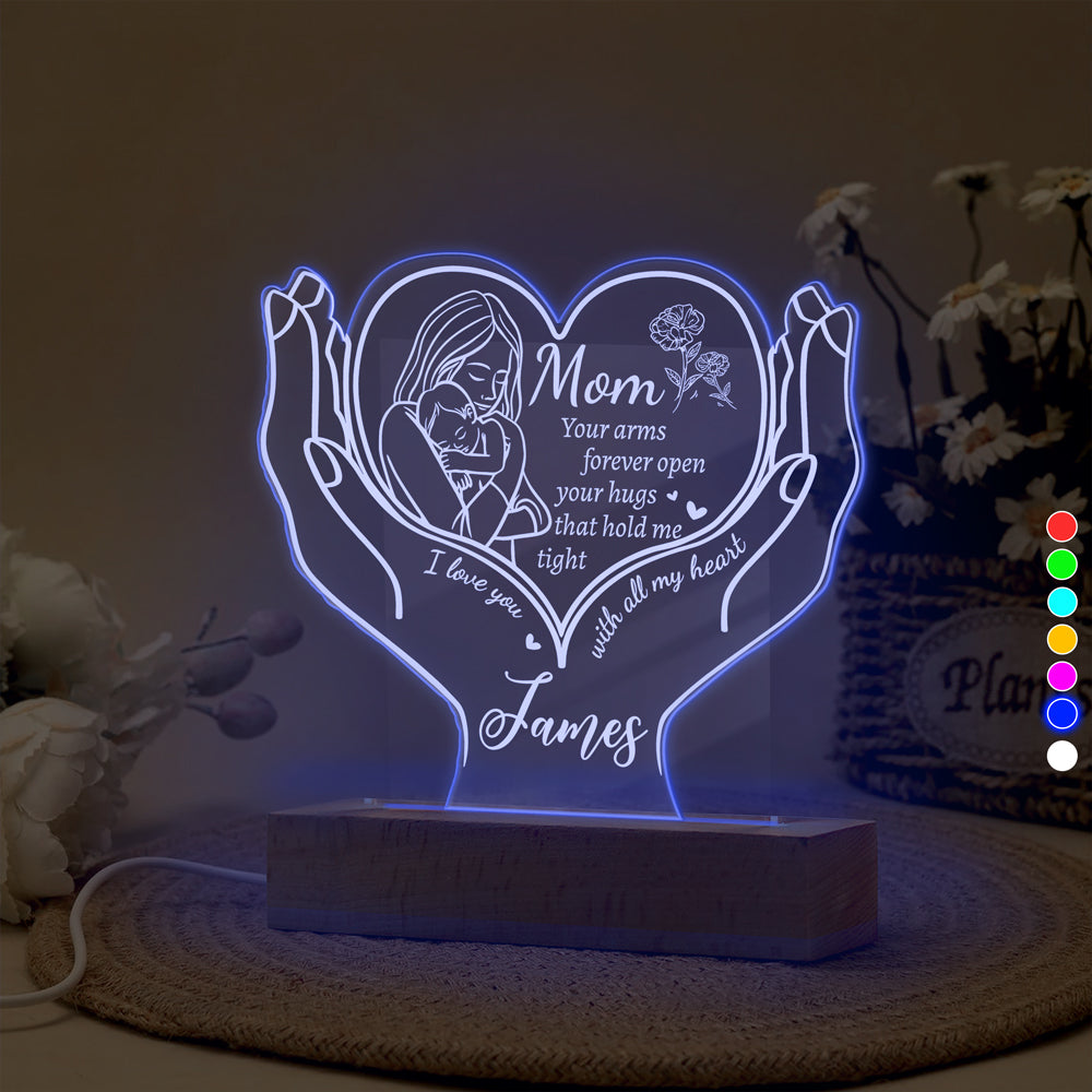 Custom Name Mom Your Arms Forever Open LED Night Light Mother's Day Gift TH10 169067