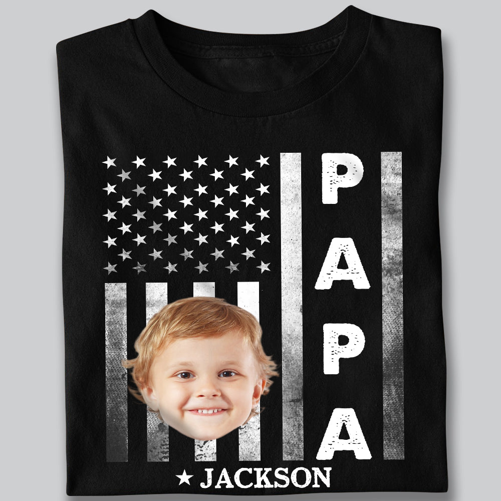 Custom Funny Face Papa Retro American Flag Shirt For Father's Day LM32 893557