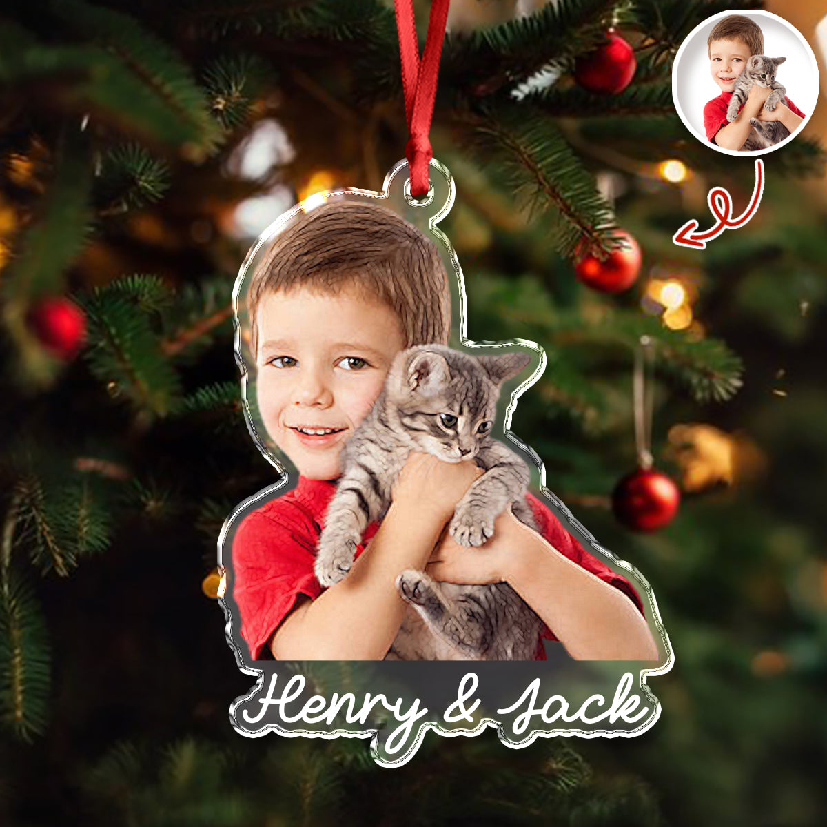 Custom Cute Cat Photo Memories 2025 Christmas Acrylic Ornament LM32 895989