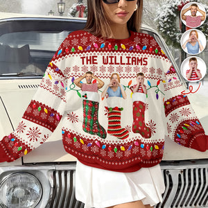 Custom Photo Christmas Socks Funny Family Friends Ugly Sweater HO82 900140