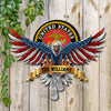 Personalized Name USA Bald Eagle with Flag Sign Independence Day Monogram Metal Sign LM32 897895