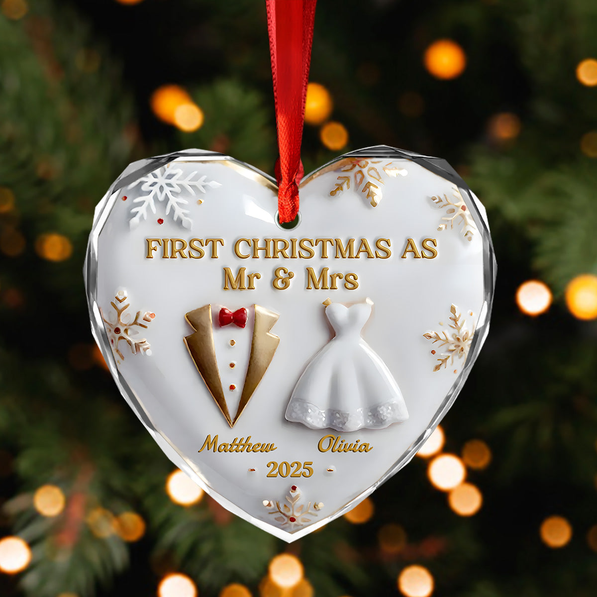 Our First Christmas Together Heart Glass Ornament Personalized Wedding Anniversary Christmas Ornament CH07 896944