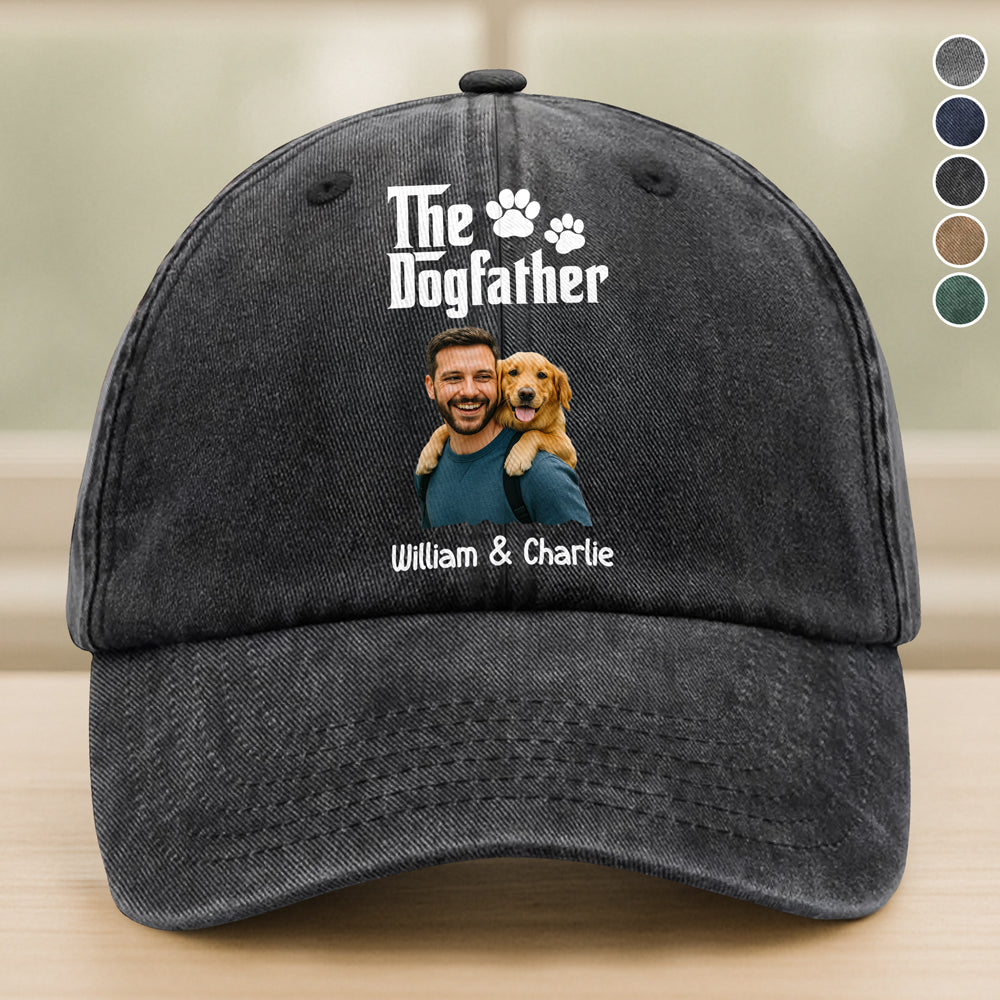 Custom Photo The DogFather Washed Denim Baseball Cap Gift LM32 893919