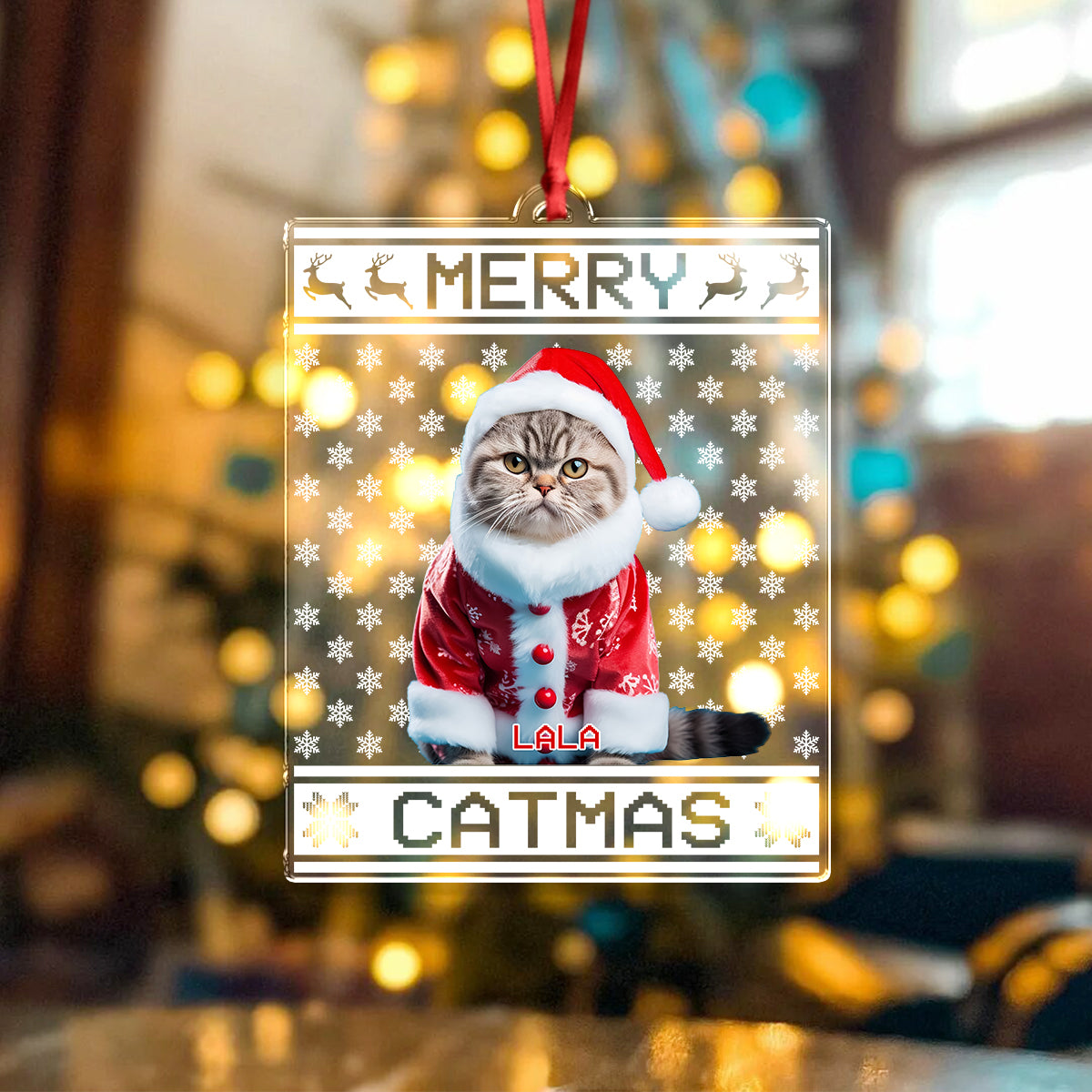 Custom Dog Cat Photo Merry Christmas Acrylic Ornament CH07 896618